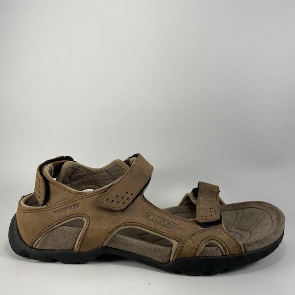 Teva Fossil Canyon Hiking Leather Active Sandals Brown Leather 6101 Mens Size 12 - Picture 1 of 9